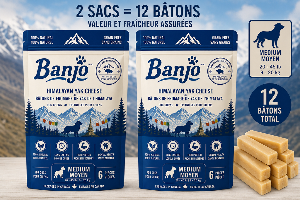 Banjo Himalayan Yak Cheese Dog Chews – Medium Dogs – 12 Pack – 840 g