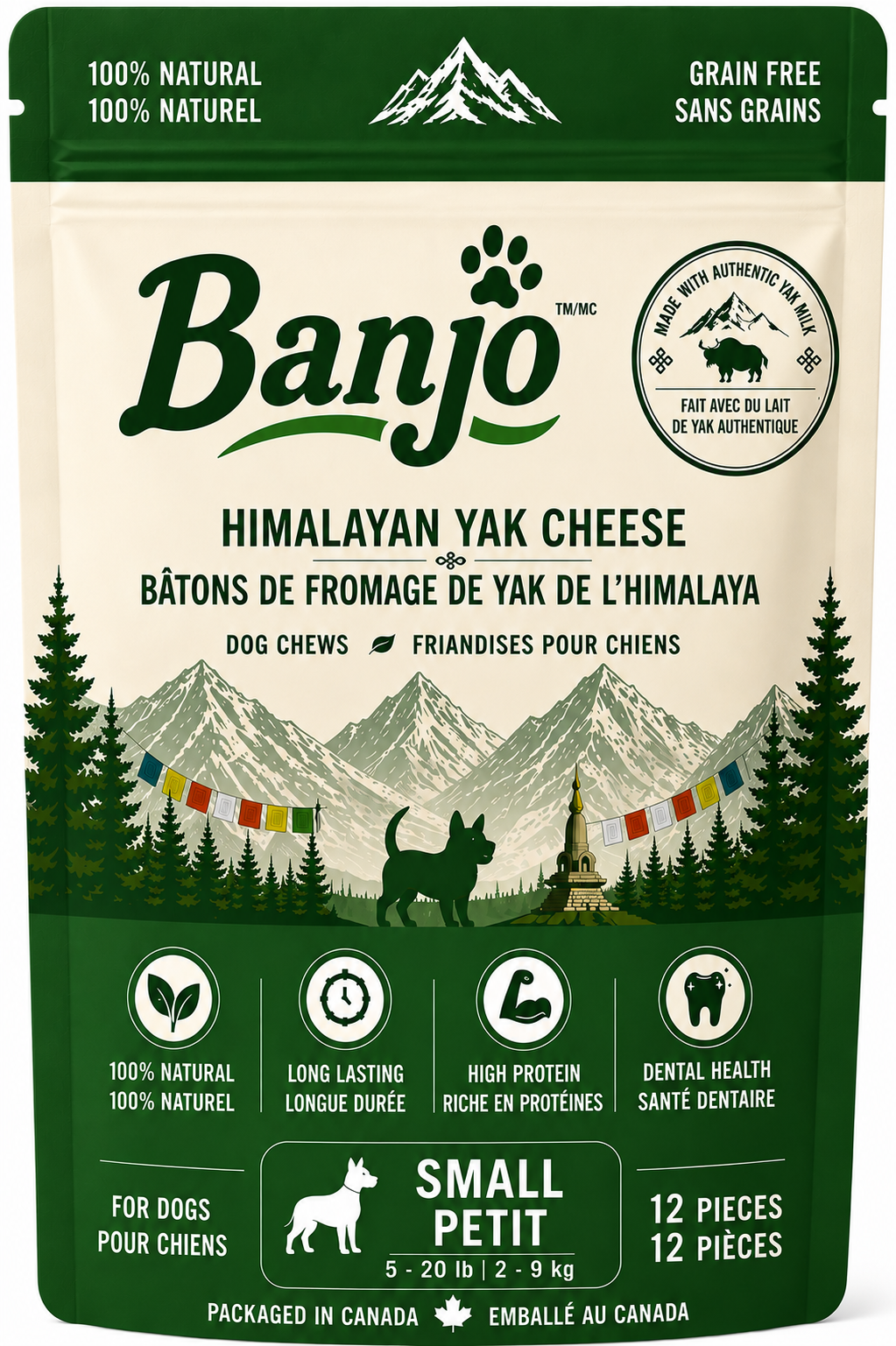 Banjo Himalayan Yak Cheese Dog Chews – Small Dogs – 12 Pack – 420 g